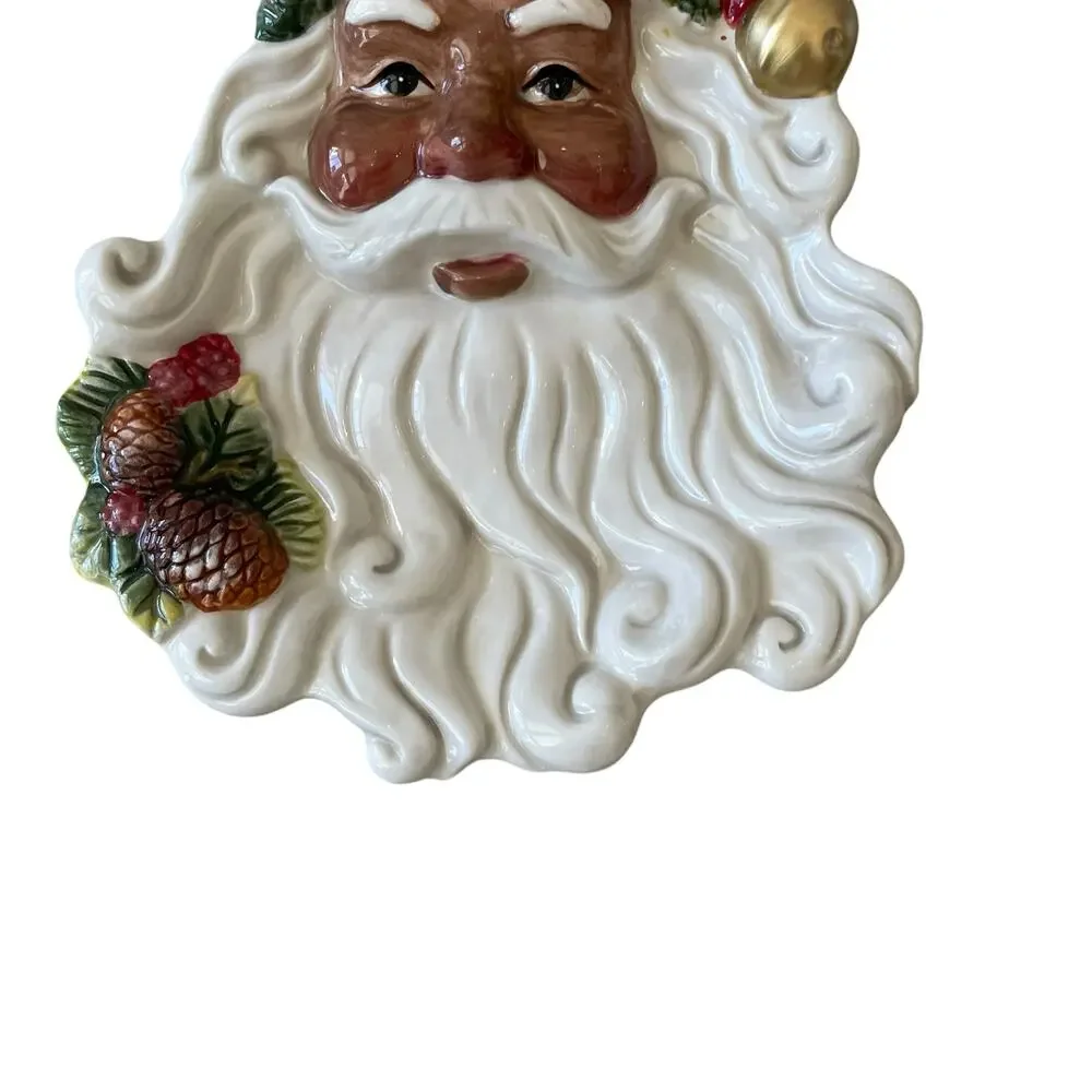 Corner Ruby Ceramic Santa Plate 8x9 Christmas Holiday Decor NEW